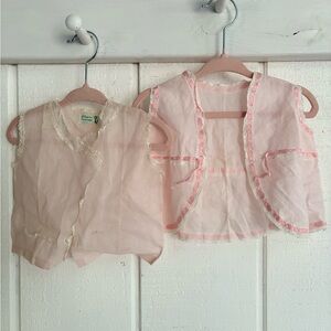 Vintage Sheer Pink NewBorn Vests - Set of 2 READ